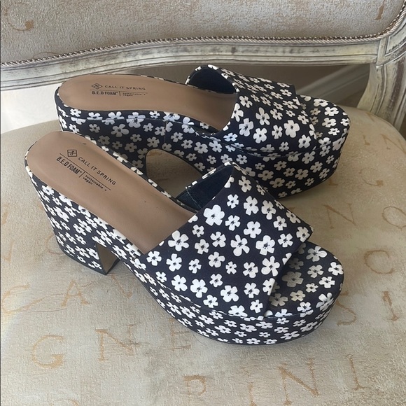 Call It Spring, Black and White Wedges - Picture 2 of 5